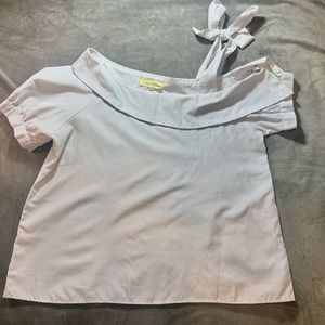 Love Notes Tie Shoulder Top sz S striped summer short sleeve White Black